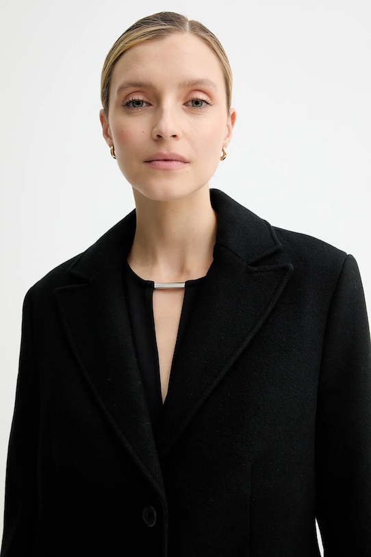 Vlnený kabát Calvin Klein čierna LV044D558G