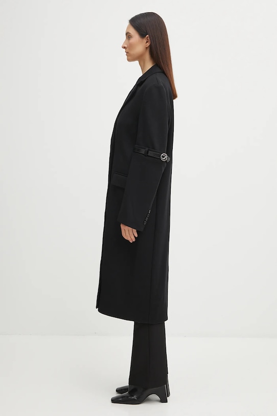 Παλτό με προσθήκη μαλλιού Coperni Logo Belted COPM14F1011 μαύρο AW25