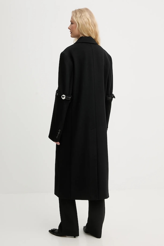 Odzież Coperni płaszcz z dodatkiem wełny Logo Belted COPM14F1011 czarny