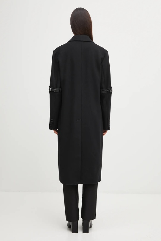 Ρούχα Παλτό με προσθήκη μαλλιού Coperni Logo Belted COPM14F1011 μαύρο