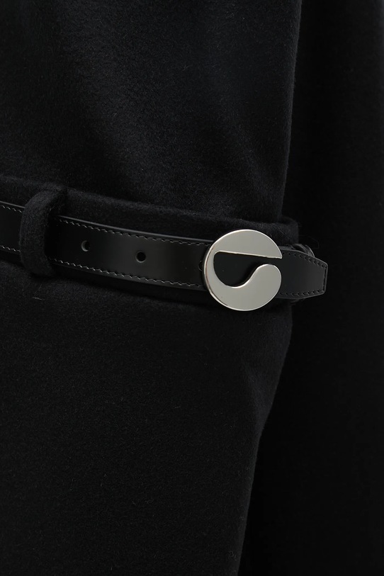 Παλτό με προσθήκη μαλλιού Coperni Logo Belted COPM14F1011 μαύρο