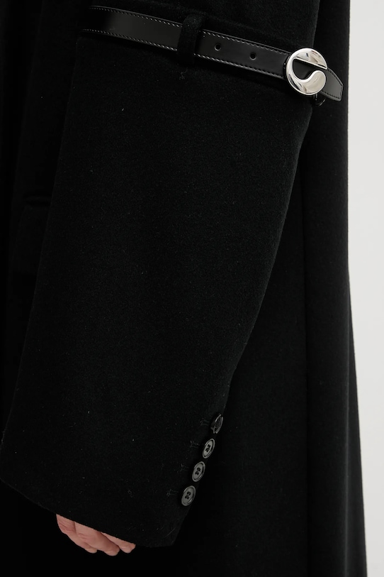 Coperni płaszcz z dodatkiem wełny Logo Belted COPM14F1011 czarny