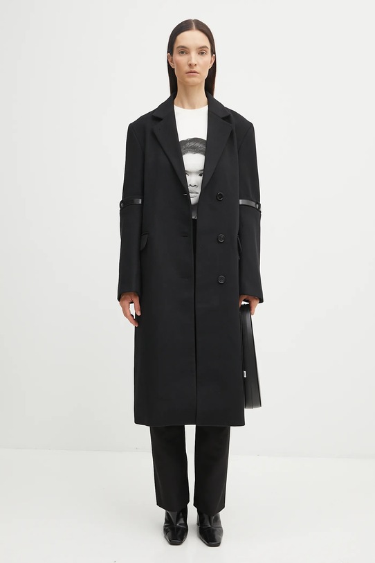 Παλτό με προσθήκη μαλλιού Coperni Logo Belted COPM14F1011