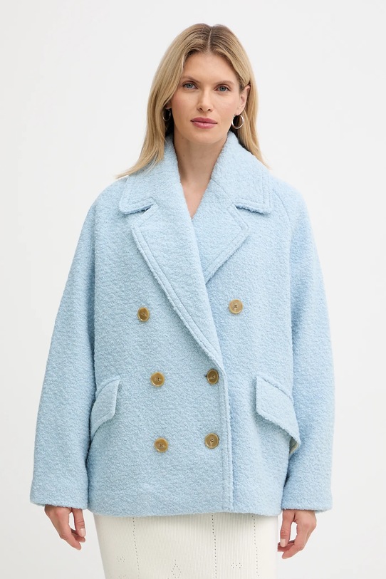 Пальто с добавлением шерсти BOSS Orange oversize голубой 50548664