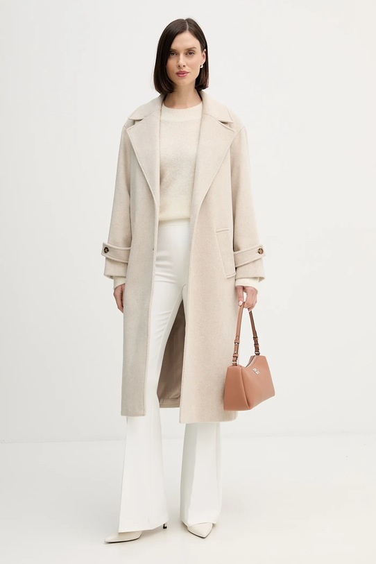 Pedro del Hierro płaszcz z dodatkiem wełny 7522239 beżowy AW25