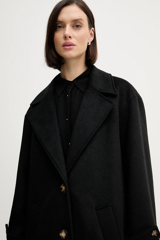 Pedro del Hierro płaszcz z dodatkiem wełny czarny 7522239