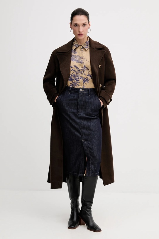 Kabát s prímesou vlny Pedro del Hierro 7522237 hnedá AW25