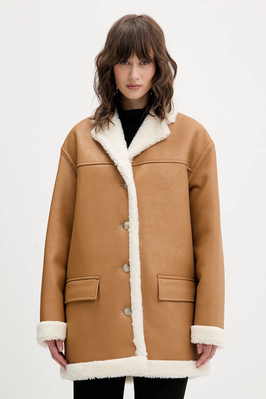 HUGO płaszcz bez kaptura beżowy 50546743