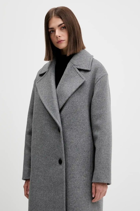 HUGO płaszcz z wełną szary 50547612