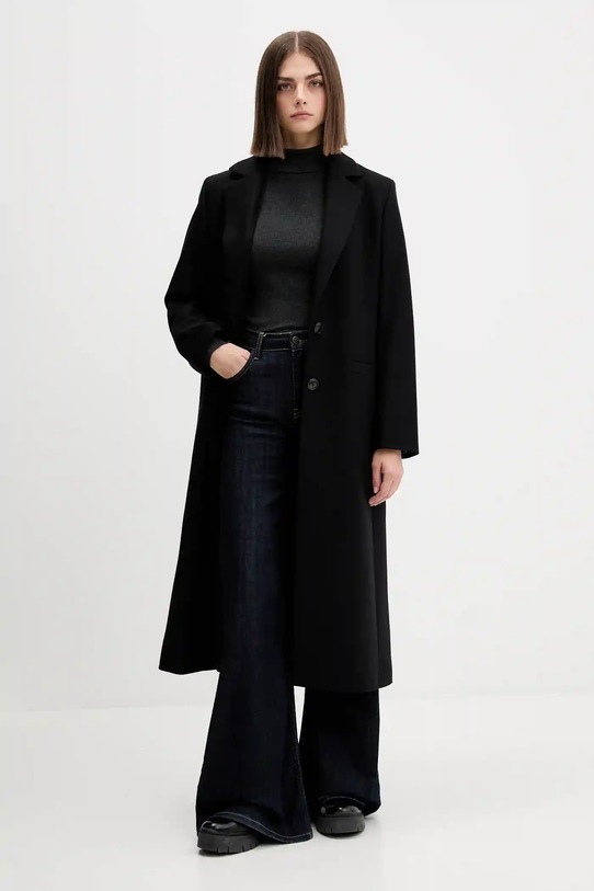 HUGO płaszcz z wełną 50547691 czarny AW25