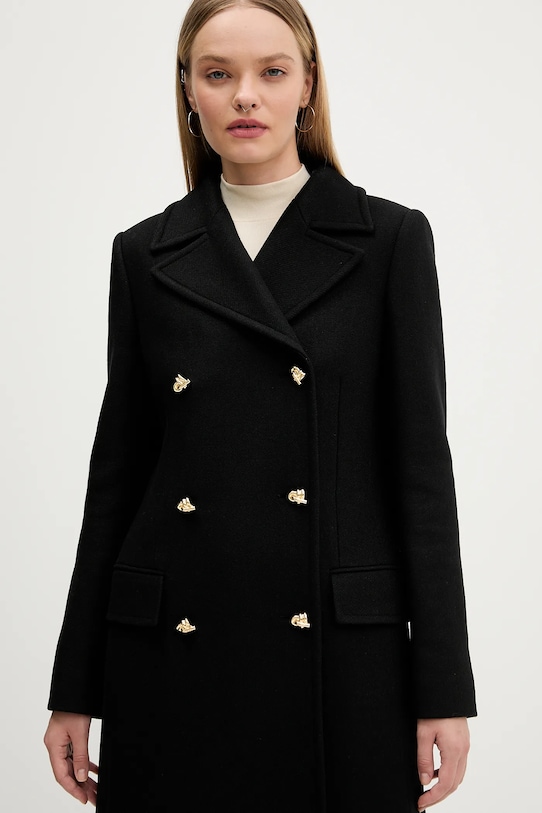 HUGO płaszcz z dodatkiem wełny czarny 50548487