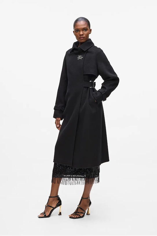 Karl Lagerfeld palton cu captuseala negru A4W15039