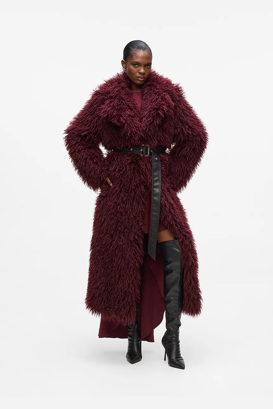 Karl Lagerfeld płaszcz oversize bordowy A4W15043