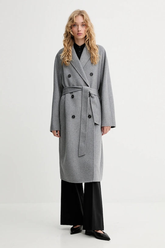 Marc O'Polo płaszcz z wełną bez kaptura szary 508024371127