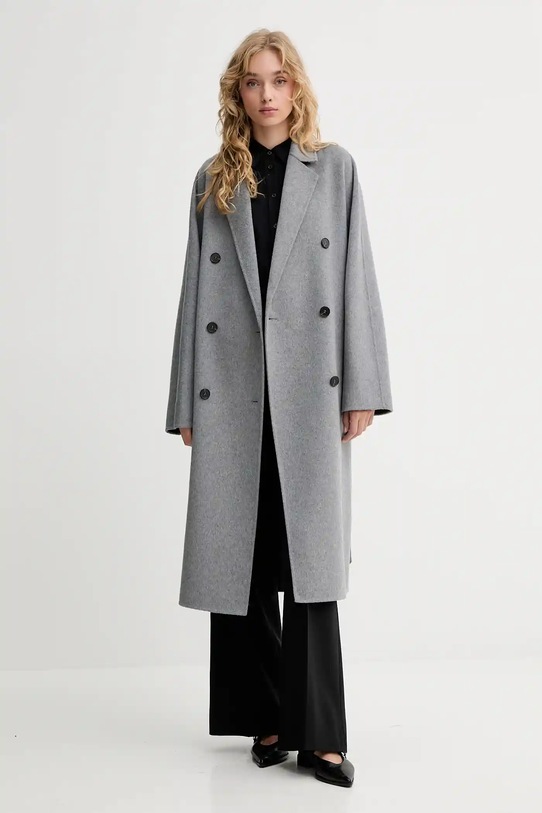 Marc O'Polo płaszcz z wełną szary 508024371127