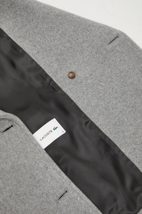 Kabát s prímesou vlny Lacoste BF5309 sivá