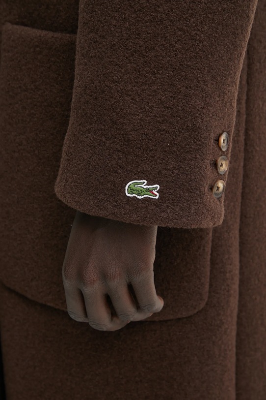 Lacoste płaszcz wełniany brązowy BF5306