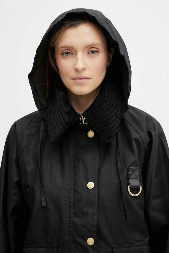 Barbour kurtka bawełniana Reighton Wax Jacket czarny LWX1397BK71