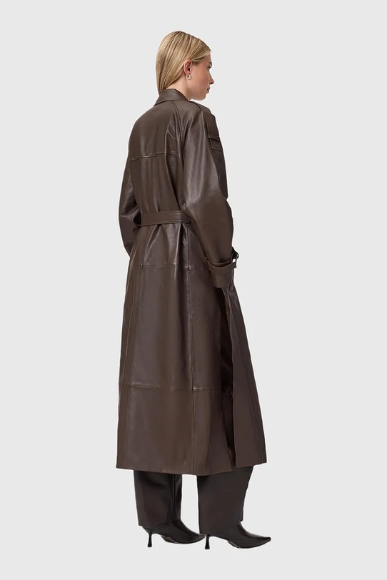 AllSaints płaszcz skórzany REED W004LD brązowy NC25