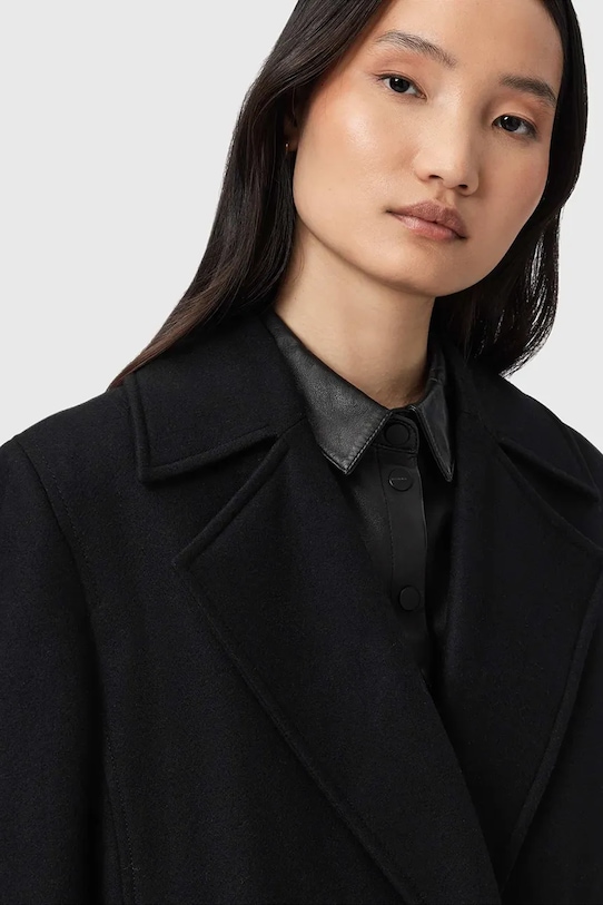 AllSaints haină cu lână SELLMA W020OD negru AW25