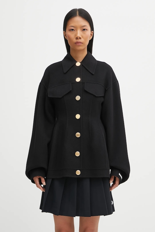 Sportmax płaszcz wełniany EGEO nieocieplane czarny 2522086011600