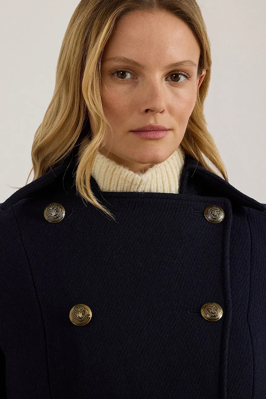 Lauren Ralph Lauren płaszcz z dodatkiem wełny granatowy 297P04150