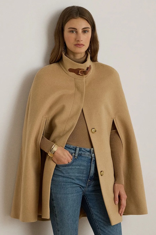 Odzież Lauren Ralph Lauren płaszcz z dodatkiem wełny 297P04145 beżowy
