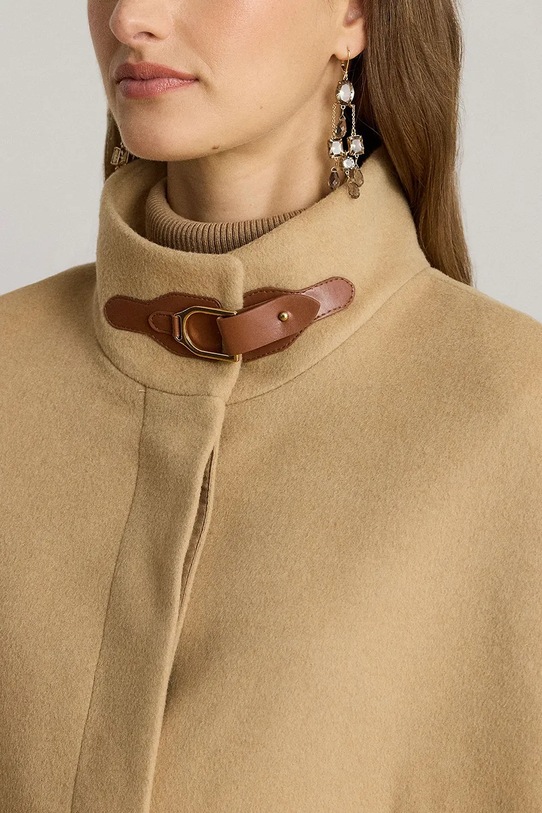 Lauren Ralph Lauren płaszcz z dodatkiem wełny beżowy 297P04145