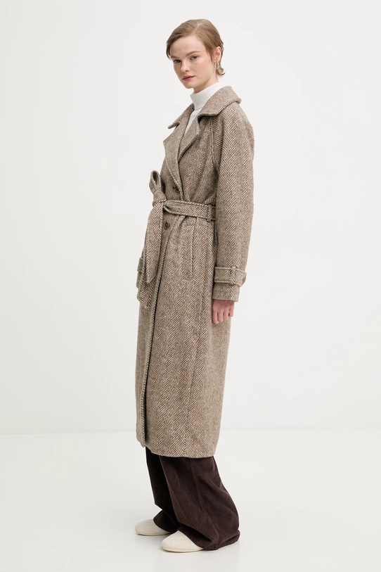 Abercrombie & Fitch płaszcz z dodatkiem wełny KI144.5192.465 beżowy AW25