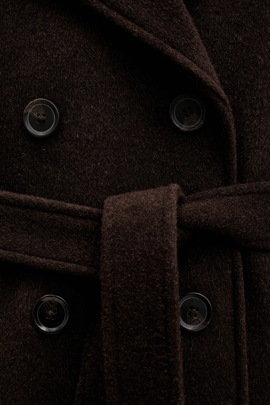 Abercrombie & Fitch płaszcz z dodatkiem wełny KI144.5193.480 brązowy