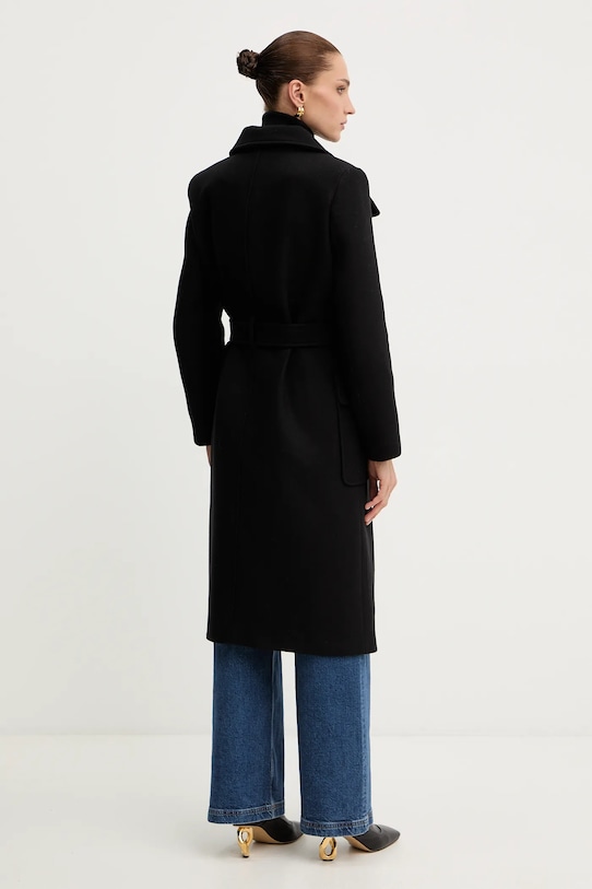 Odzież Morgan płaszcz z dodatkiem wełny GALOUA czarny