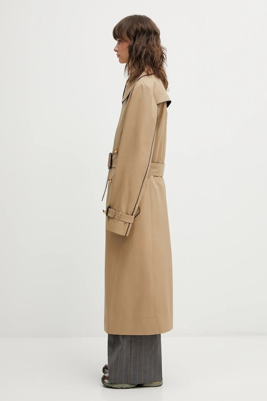 Wales Bonner płaszcz bawełniany Gates Crombie Coat UA25CO02.CO13.801 beżowy AW25