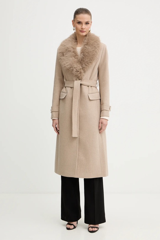 Morgan płaszcz z dodatkiem wełny bez kaptura beżowy GPEAKS