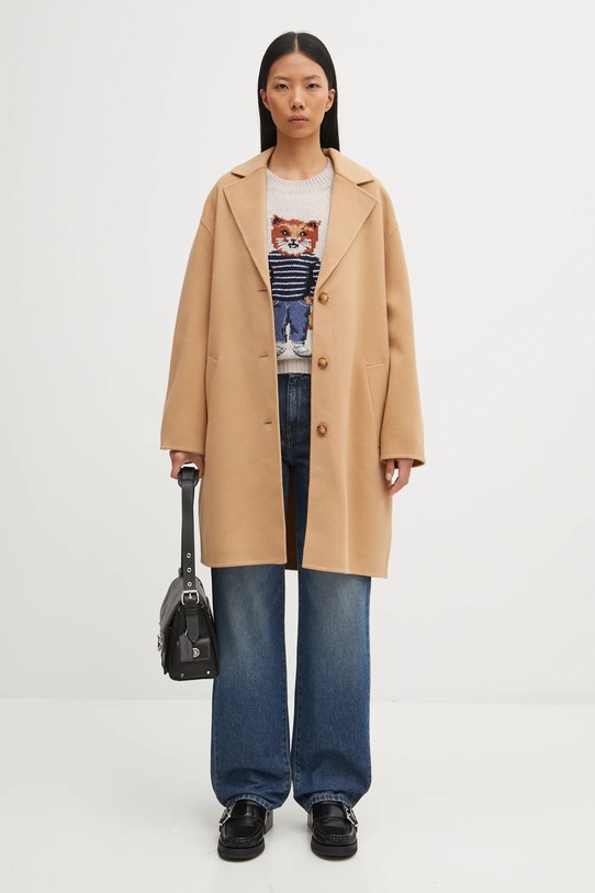 Maison Kitsuné płaszcz wełniany Doubleface PW02211WQ4067