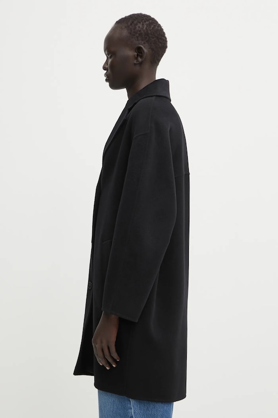 Вълнено палто Maison Kitsuné Doubleface PW02211WQ4067 черен AW25