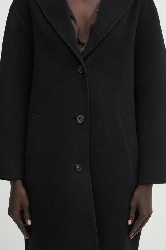 Вовняне пальто Maison Kitsuné Doubleface чорний PW02211WQ4067