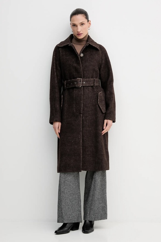 Sisley płaszcz z dodatkiem wełny 21FKLN06C brązowy AW25