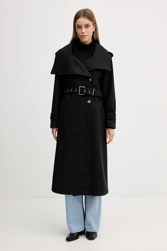 Sisley płaszcz z dodatkiem wełny nieocieplane szary 224YLN06A