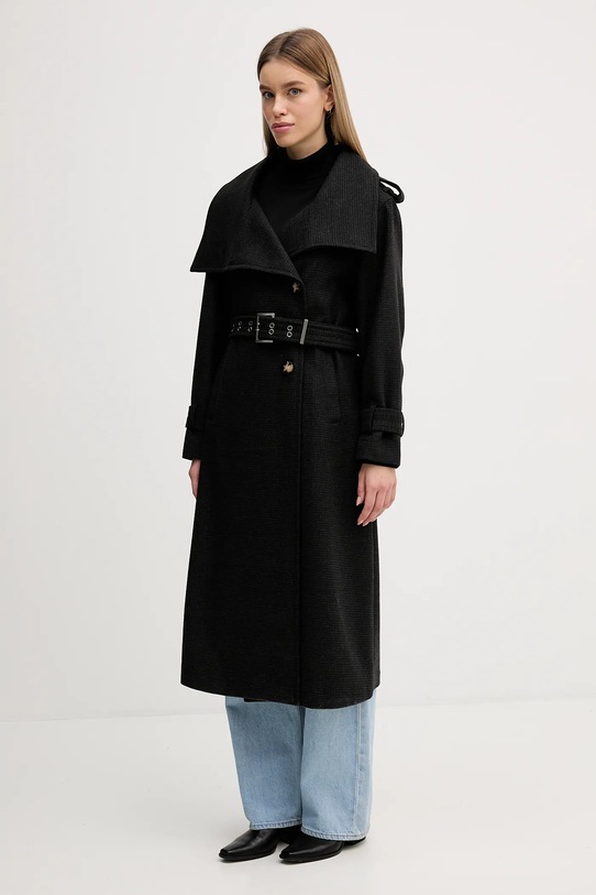 Sisley płaszcz z dodatkiem wełny 224YLN06A szary AW25