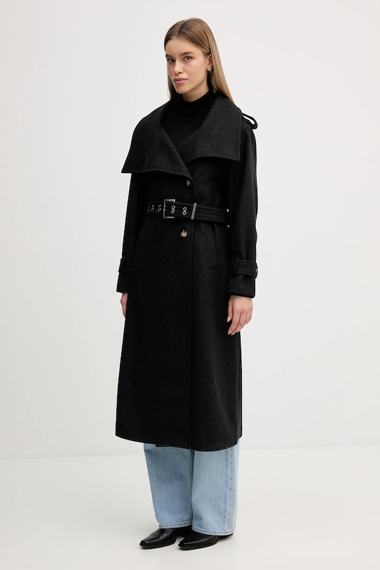 Sisley płaszcz z dodatkiem wełny 224YLN06A szary AW25