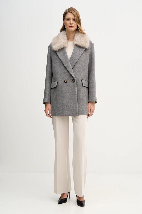 Sisley płaszcz z dodatkiem wełny 2LAJLN06J szary AW25