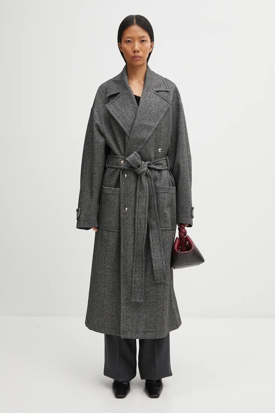 Fiorucci cappotto con lana Herringbone Maxi W25FWOCO001PL01GY01 nero