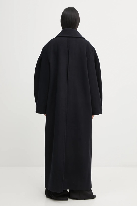 Oblečenie Kabát s prímesou vlny GANNI Peacoat Wool Long W0802 tmavomodrá