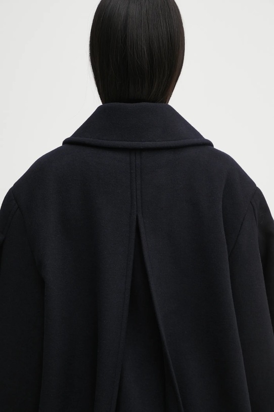 Kabát s prímesou vlny GANNI Peacoat Wool Long W0802