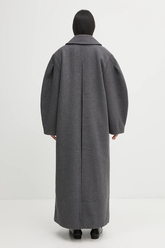 Oblečenie Kabát s prímesou vlny GANNI Peacoat Wool Long W0929 sivá