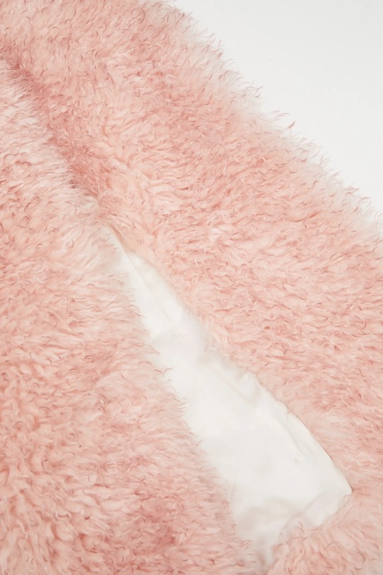 GANNI płaszcz Long Pile Alternative Fur Midi W1000 różowy