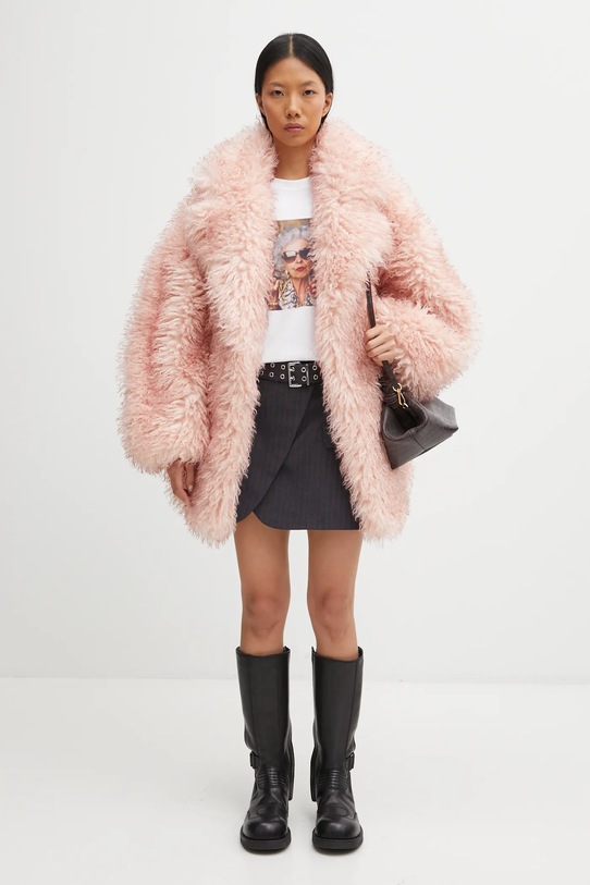 GANNI płaszcz Long Pile Alternative Fur Midi W1000