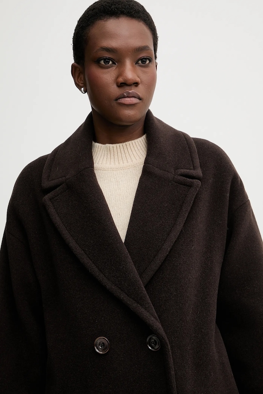 Sessun płaszcz z dodatkiem wełny brązowy 24112025