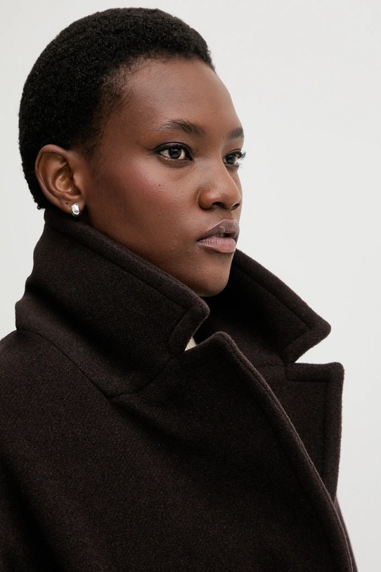 Sessun płaszcz z dodatkiem wełny 24112025 brązowy