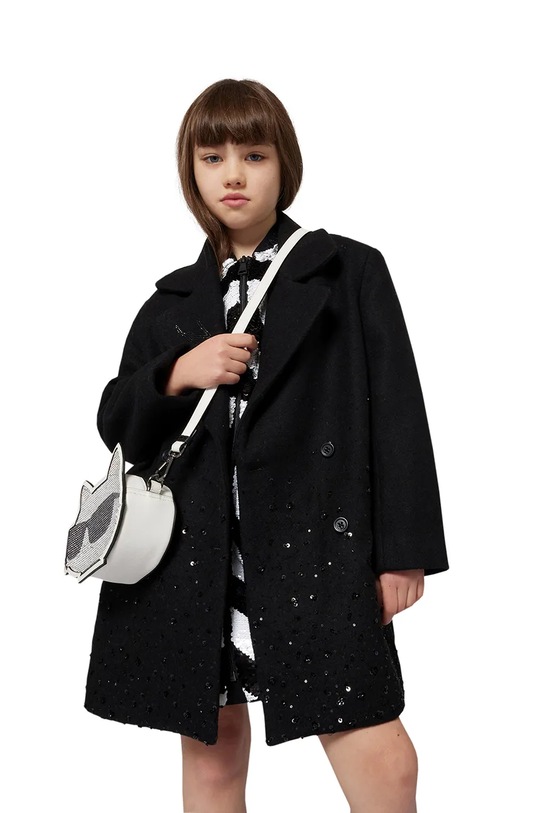 Παιδικό παλτό Karl Lagerfeld μαλλί μαύρο Z30604.114.150